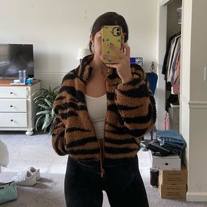Animal print furry jacket